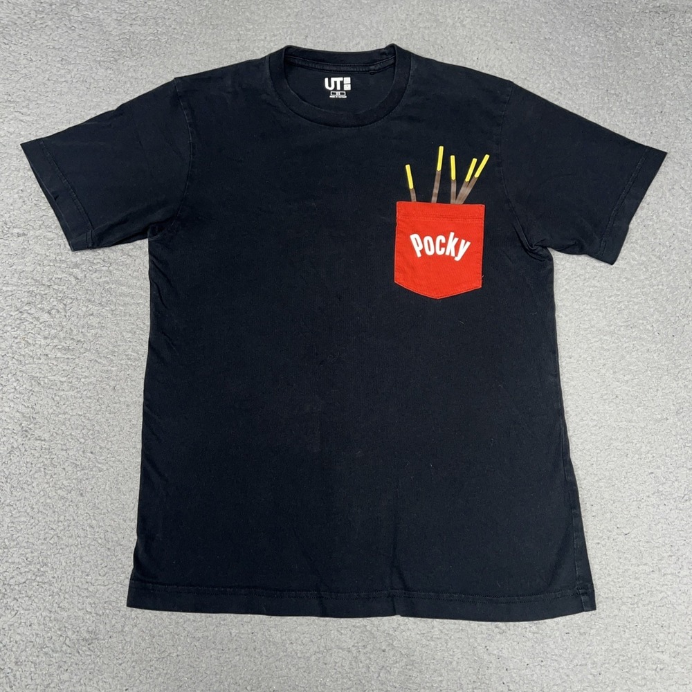 Uniqlo UT x Glico Pocky T Shirt Men's Sz XS Black Chocolate Biscuit Pocket Tee